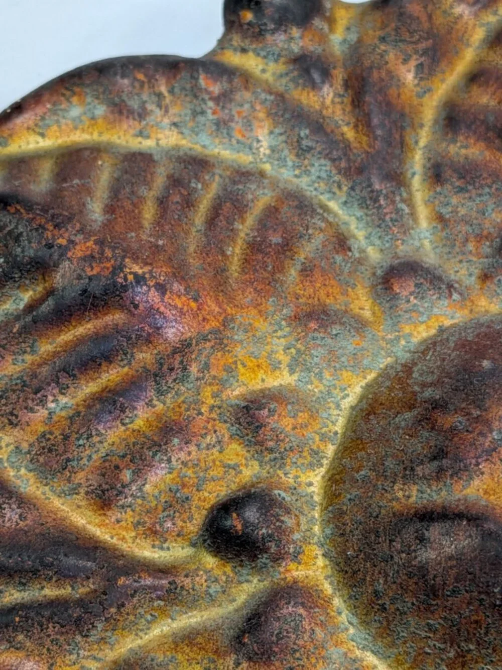 Vintage Style Rustic Cast Metal Flower Wall Hook - Verdigris & Copper Patina